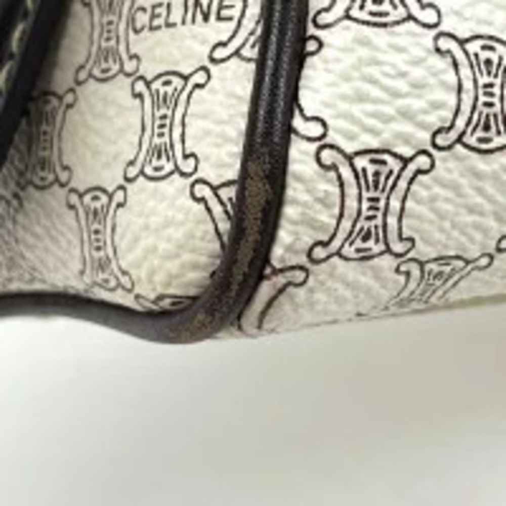 Celine white brown Macadam bag handbag canvas shoulder White Brown